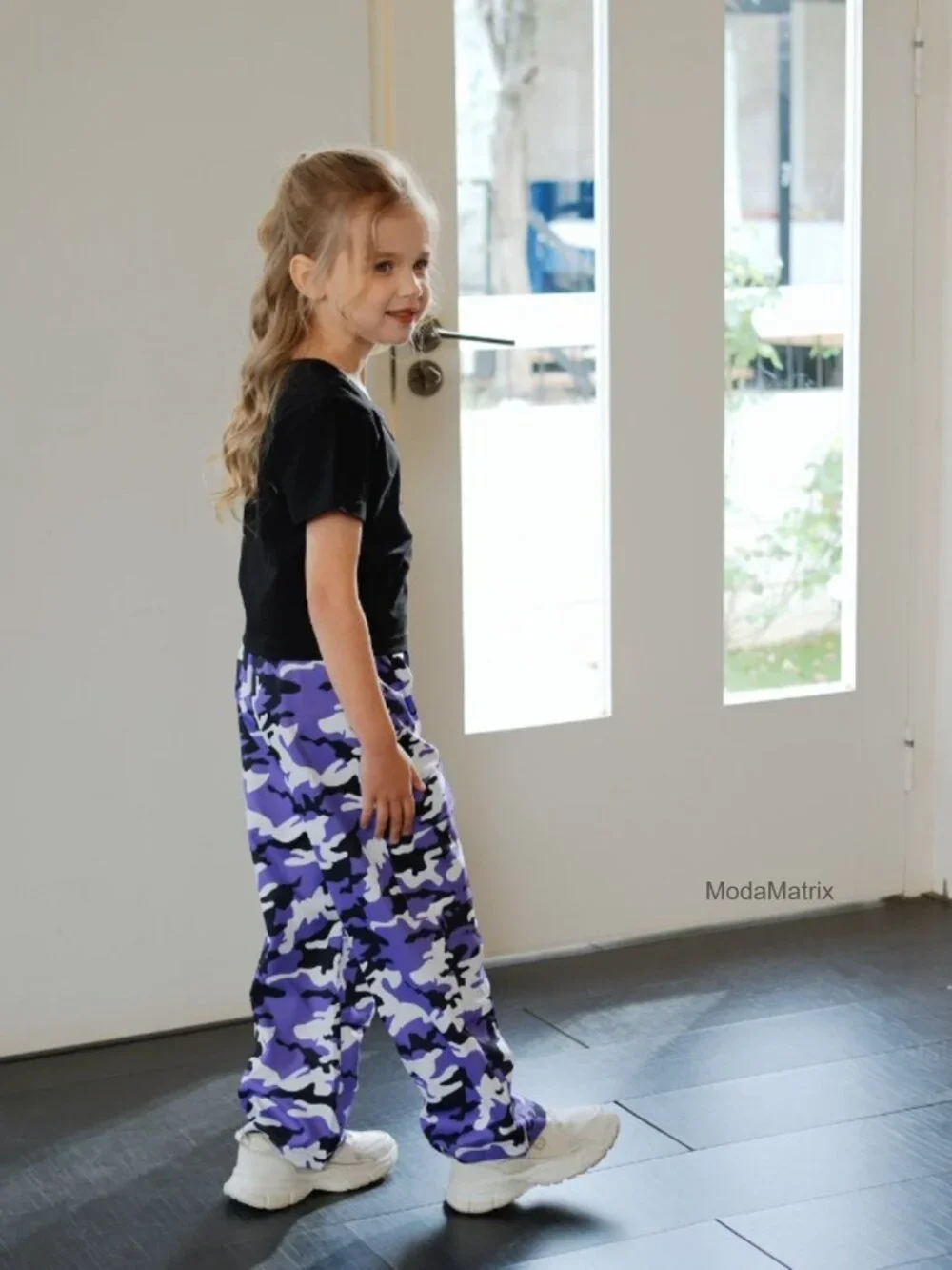 Girls 2-Piece T-Shirt & Wide-Leg Cargo Pants Set with Pockets